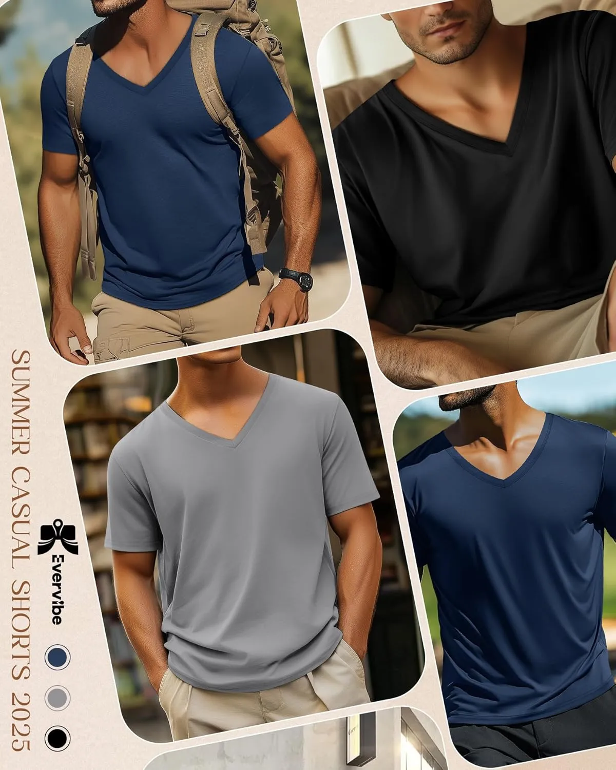 3 Pack Big and Tall Cotton Shirts for Men M-7XL Soft V Neck Shirt Plus Size Short Sleeve Tee Undershirt Casual Tops