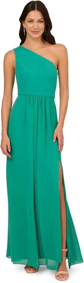 Adrianna Papell Women's One Shoulder Chiffon Gown