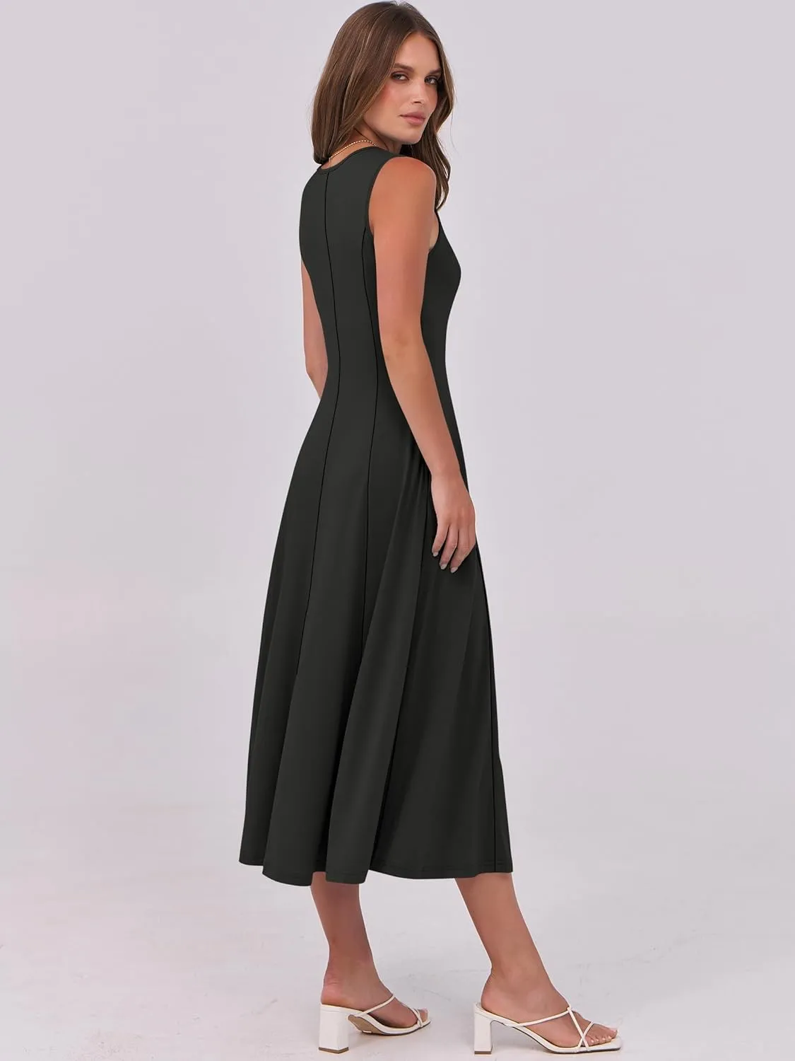 ANRABESS Womens Summer Casual Sleeveless Midi Dresses Scoop Neck Fit & Flare A-Line Flowy Long Sundress Beach Outfits