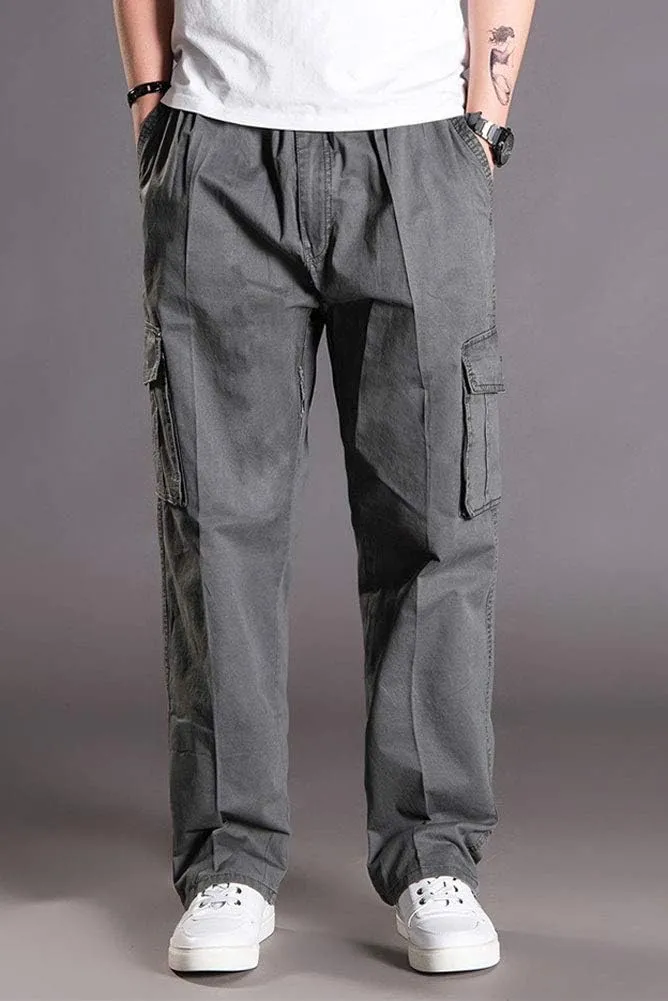 Banana Bucket Men's Full Elastic Waist Loose Fit Lightweight Workwear Pull On Cargo Pants