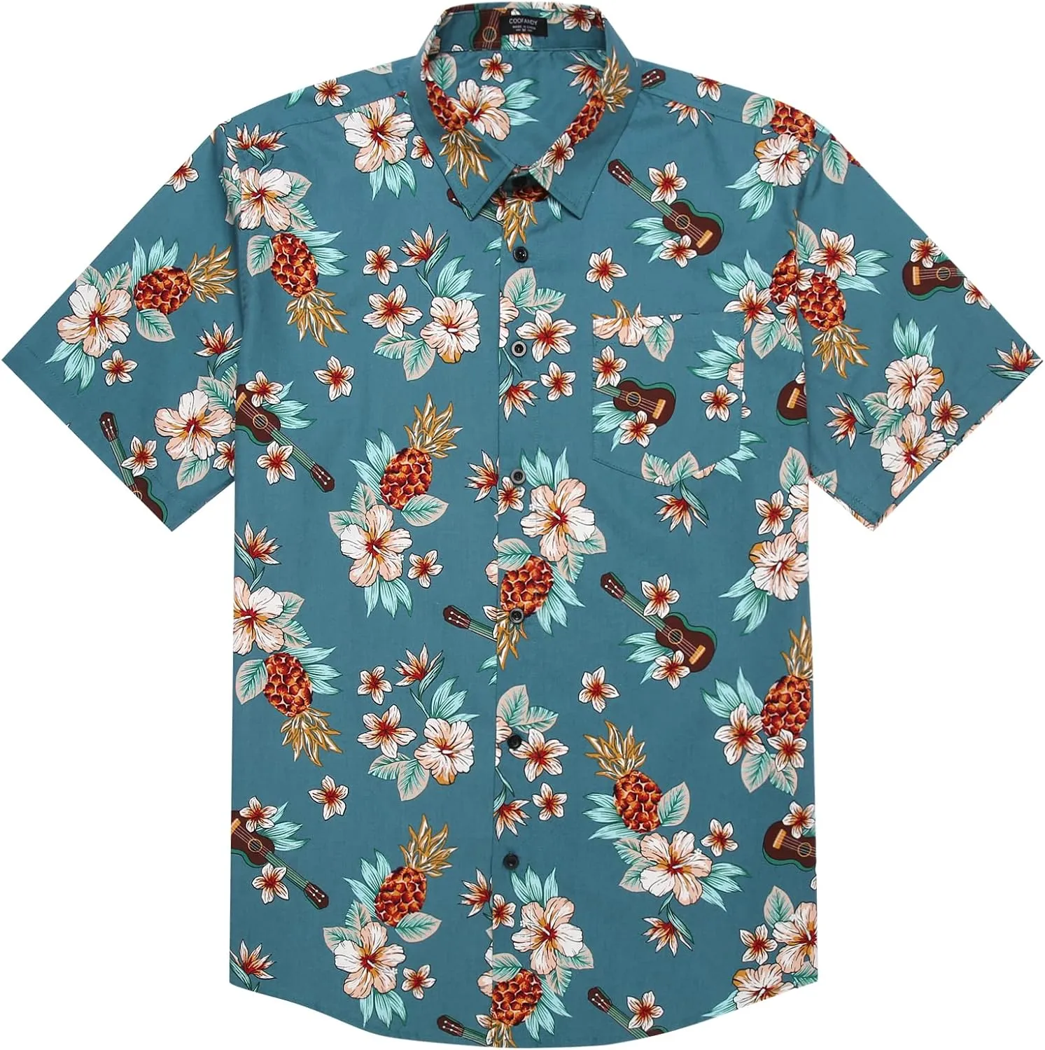 COOFANDY Mens Hawaiian Tropical Shirt Short Sleeve Casual Button Down Floral Summer Beach Shirts with Pocket