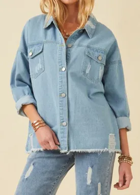 Distressed Oversized Denim Jacket