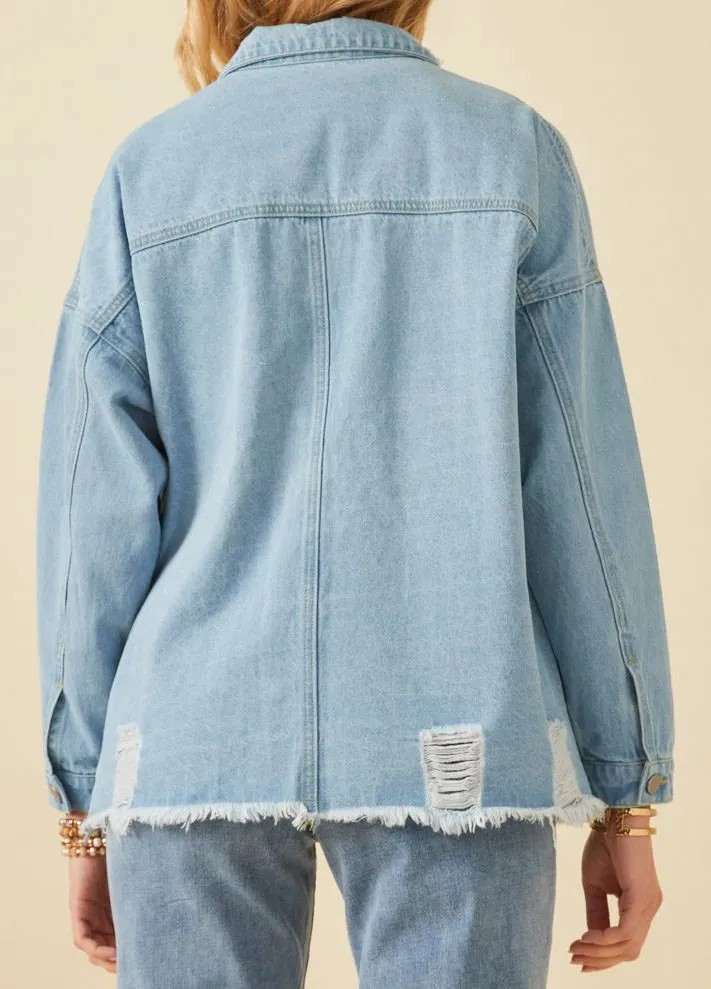 Distressed Oversized Denim Jacket
