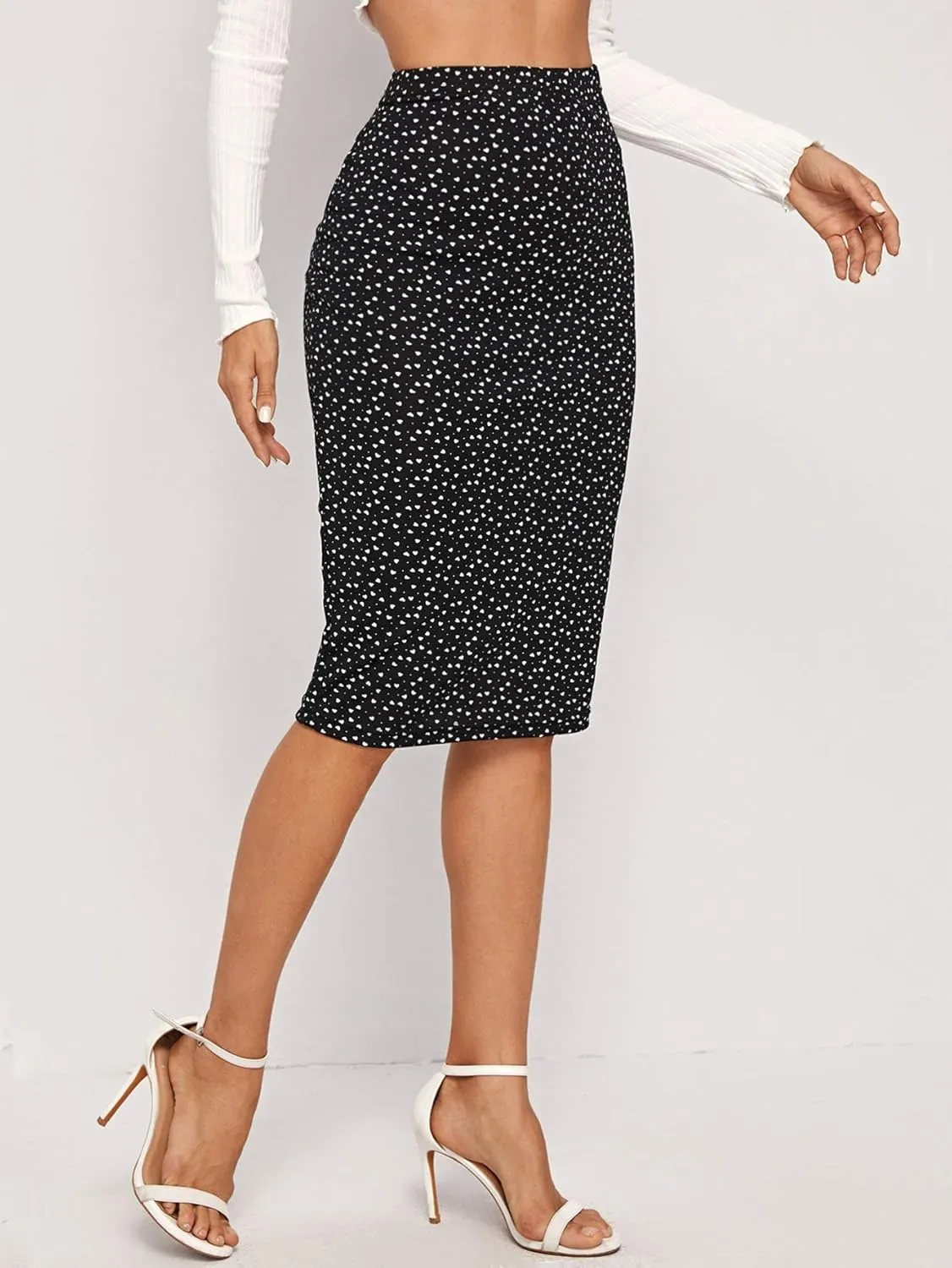 Floerns Women's All Over Print High Waist Elegant Bodycon Pencil Midi Skirt