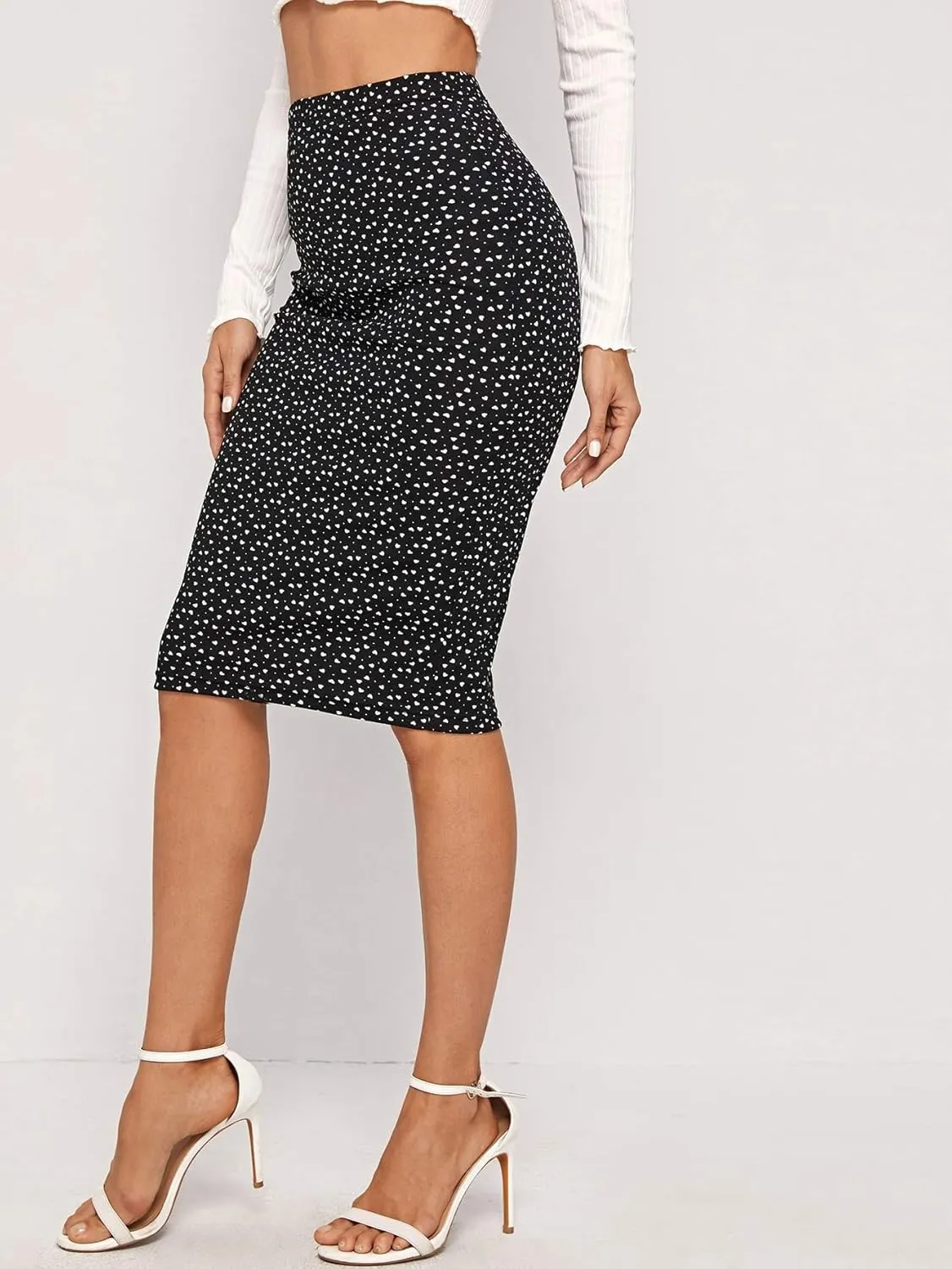 Floerns Women's All Over Print High Waist Elegant Bodycon Pencil Midi Skirt