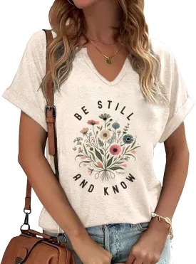 Funny Saying Graphic V Neck Shirts for Women Sarcastic Humor Shirt Casual Short Sleeve Novelty Tee Tops