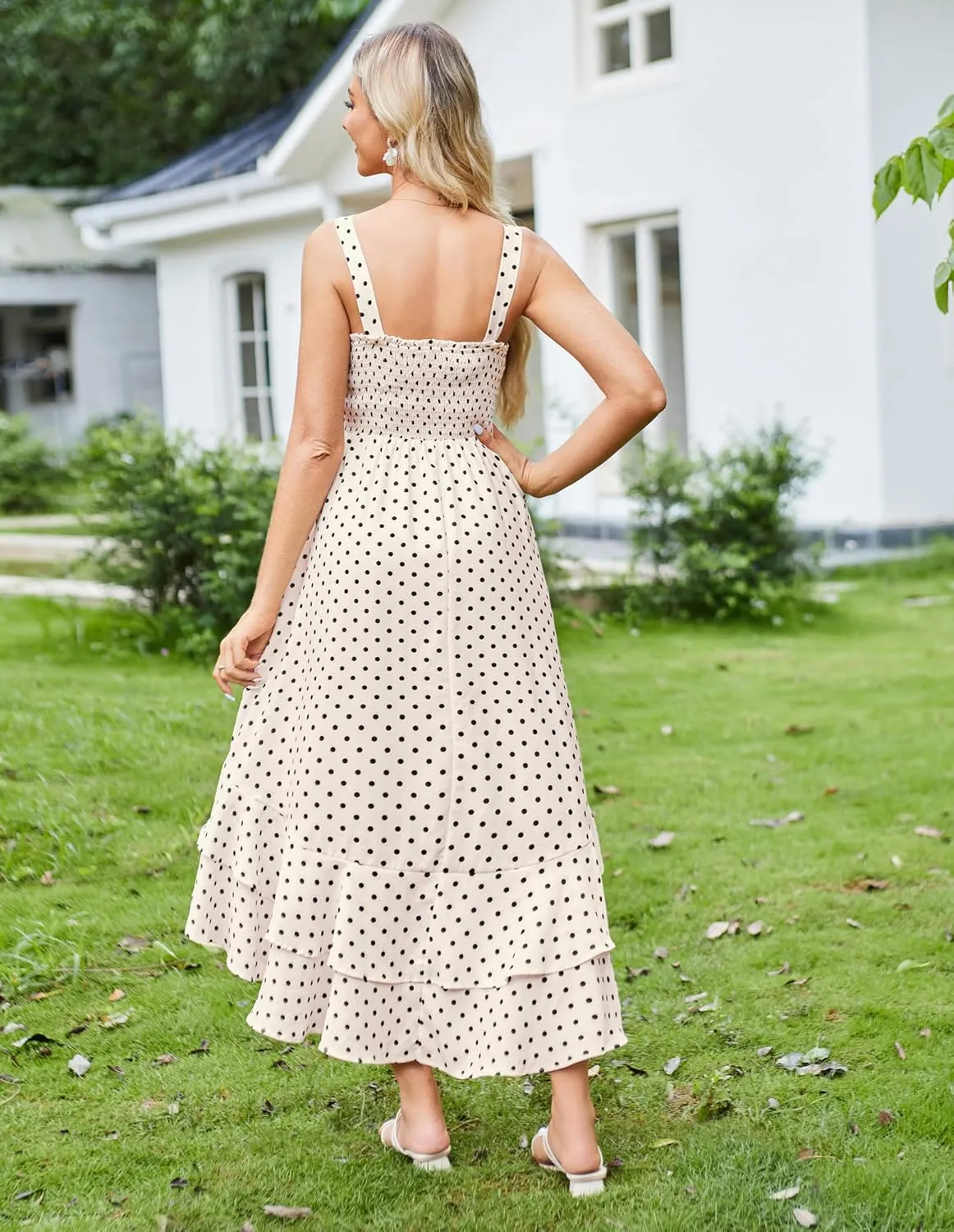 GRACE KARIN Women's 2025 Summer Floral Boho Dress Square Neck Strapped Swing A Line Sundress Beach Long Maxi Outfits