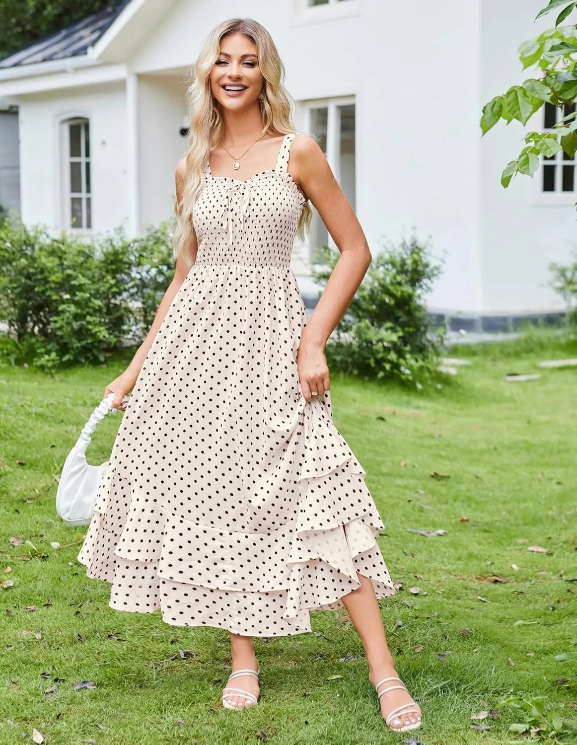 GRACE KARIN Women's 2025 Summer Floral Boho Dress Square Neck Strapped Swing A Line Sundress Beach Long Maxi Outfits