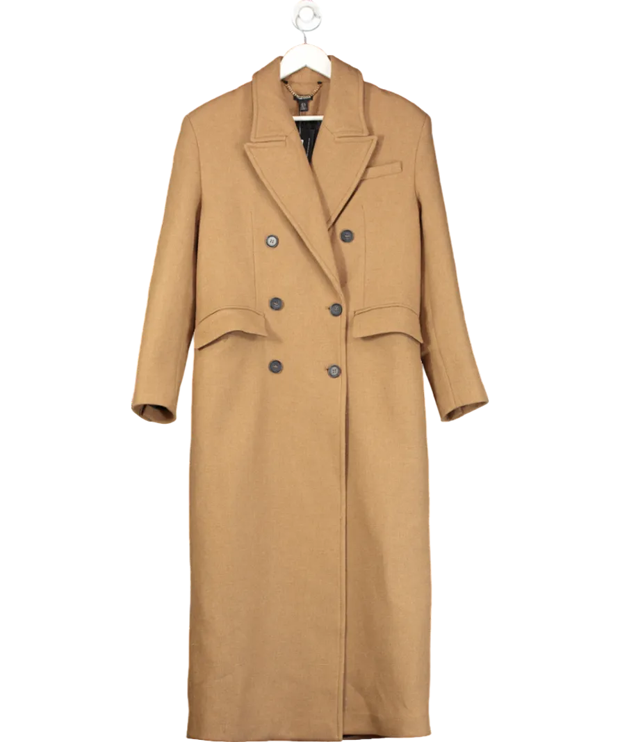 Karen Millen Brown Italian Wool Mix Maxi Double Breasted Tailored Coat UK 6