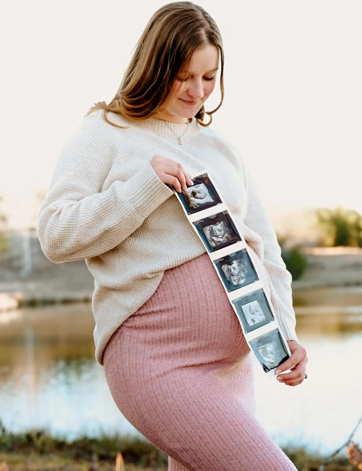 Long Sleeve Maternity Sweater Dress,Knit Ribbed Maternity Bodycon Dress for Photoshoot/Baby Shower
