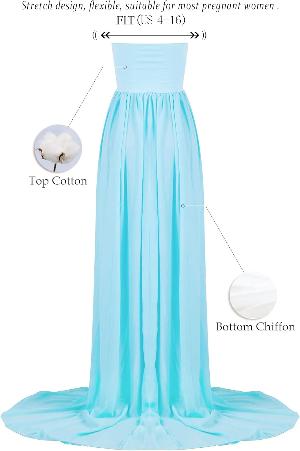 Mommy Jennie Maternity Dress for Photoshoot Sleeveless Open Front Photography Gown