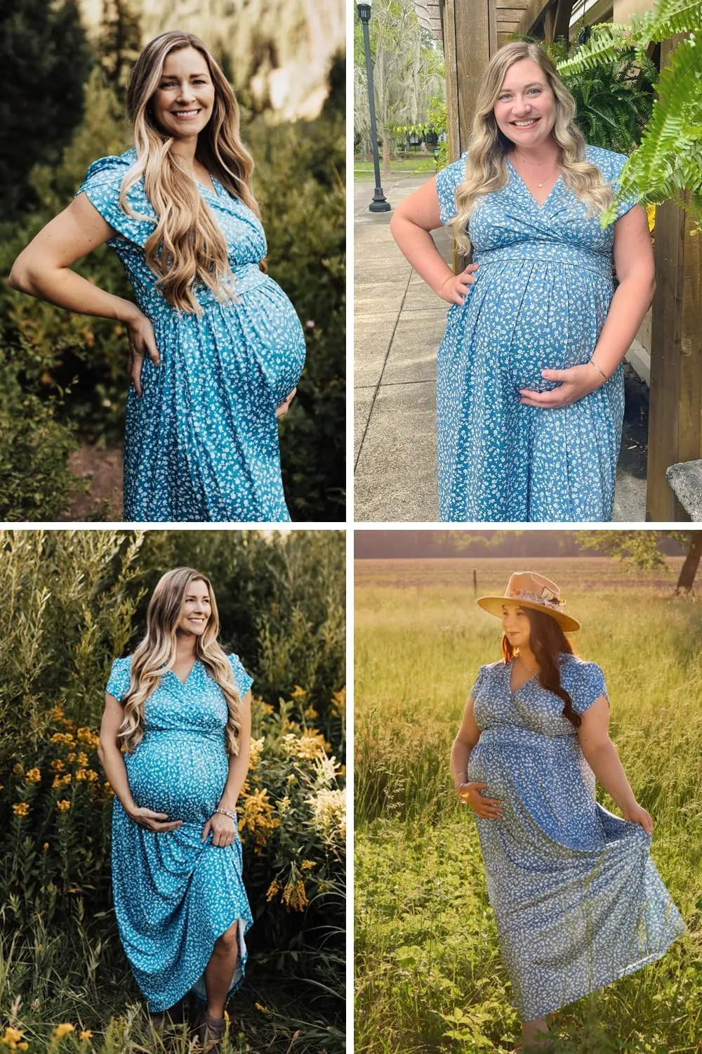 OUGES Maternity Maxi Dress Wrap V Neck Baby Shower Pregnancy Dresses for Photoshoot