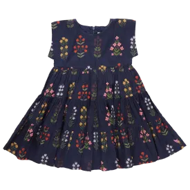 Peachy Dress, Navy Field Floral