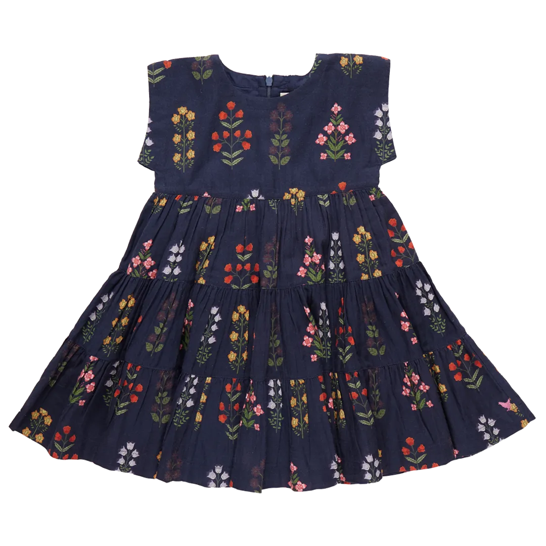 Peachy Dress, Navy Field Floral