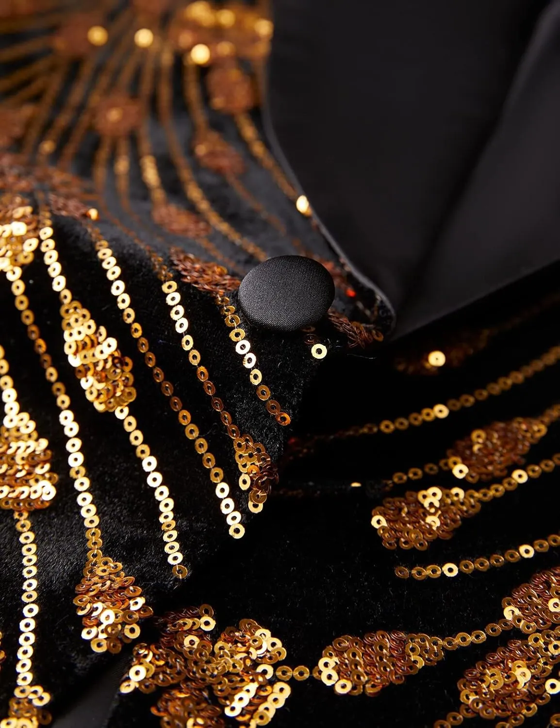 Pyiujtr Men's Sequins Velvet Shawl Lapels Stage Party Prom Wedding Dinner Suit Jacket Blazer