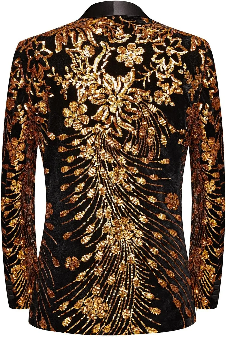 Pyiujtr Men's Sequins Velvet Shawl Lapels Stage Party Prom Wedding Dinner Suit Jacket Blazer