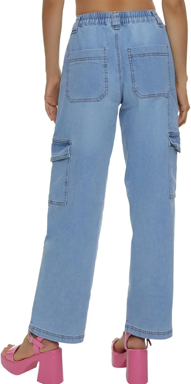 SheKiss Boyfriend Stretchy Jeans for Women - Distressed Frayed High Waisted Trendy Denim Blue Jeans