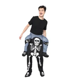 Skeleton Cosplay Costume Skull Shoulder Carry Halloween Party Stage Outfit Dress Up for Adults