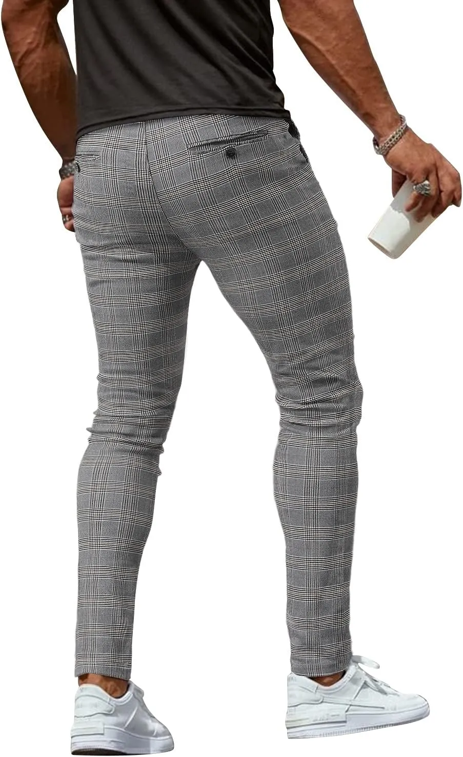 Woenzaia Men's Casual Slim Fit Pants Skinny Stretch Dress Slacks