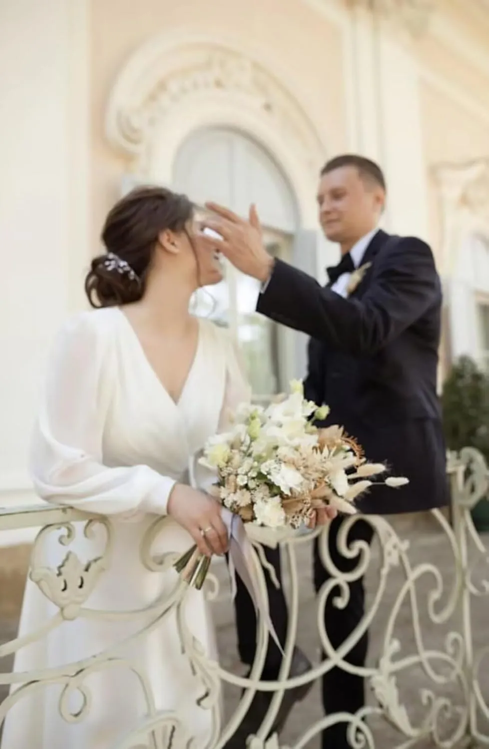 Womens Long Sleeves Tea Length Wedding Dresses for Bride Chiffon V Neck A Line Bridal Gown for Women